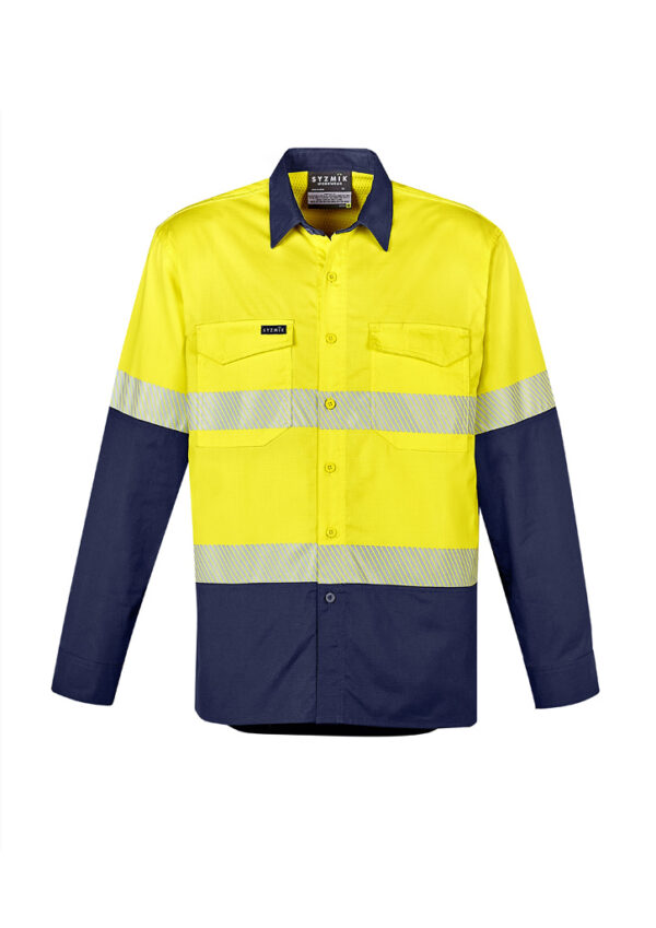 Mens Rugged Cooling Hi Vis Segmented Tape Long Sleeve Shirt - Image 2
