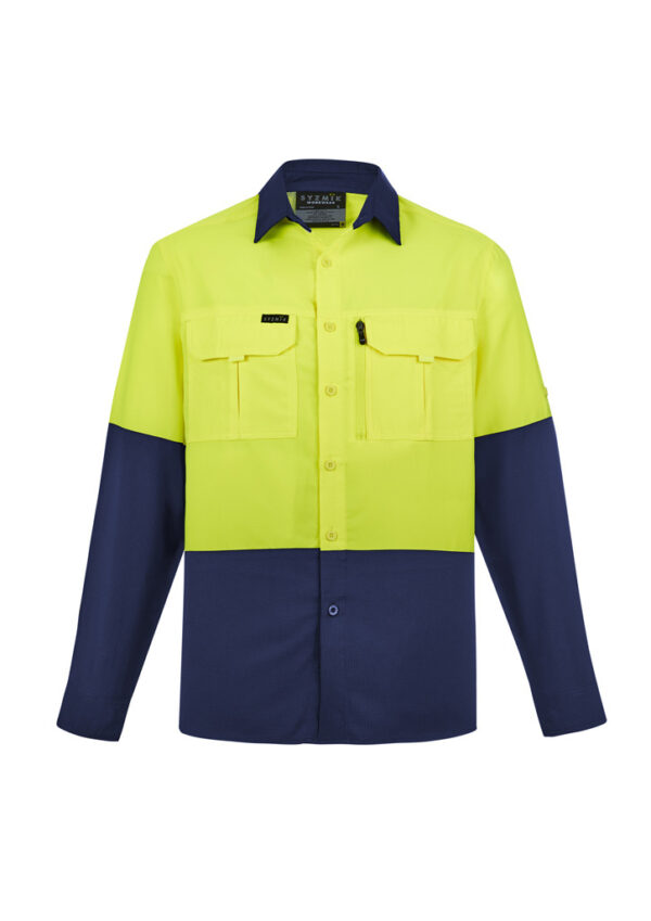 Mens Hi Vis Outdoor Long Sleeve Shirt - Image 2