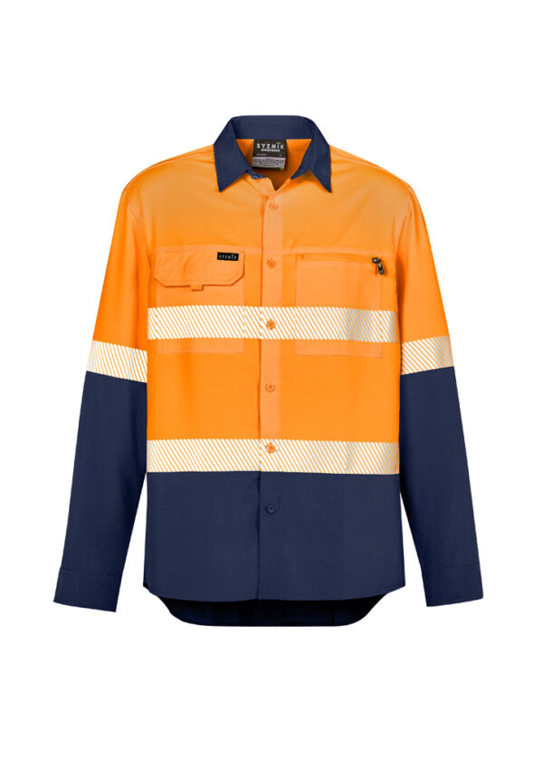 Mens Hi Vis Outdoor Segmented Tape Long Sleeve Shirt - Image 2