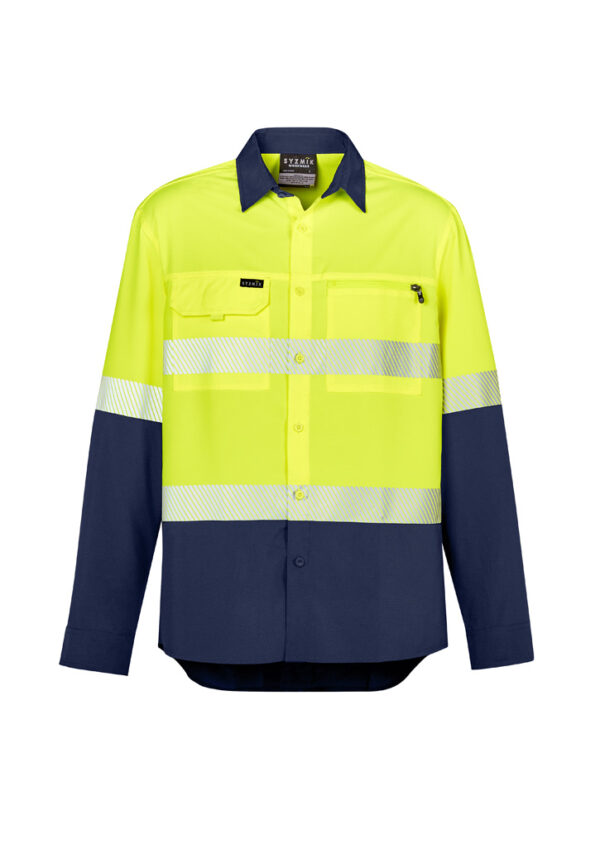 Mens Hi Vis Outdoor Segmented Tape Long Sleeve Shirt - Image 4