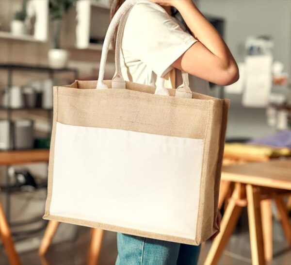Mumbay Cotton Pocket Jute Tote Bag 19L - Image 2