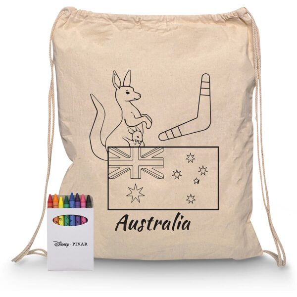 Squiggle Calico Drawstring Bag + Crayon set - Image 3
