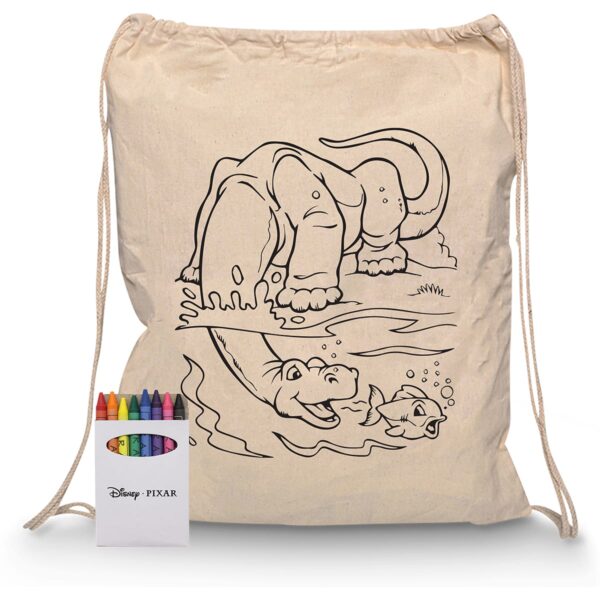 Squiggle Calico Drawstring Bag + Crayon set - Image 4