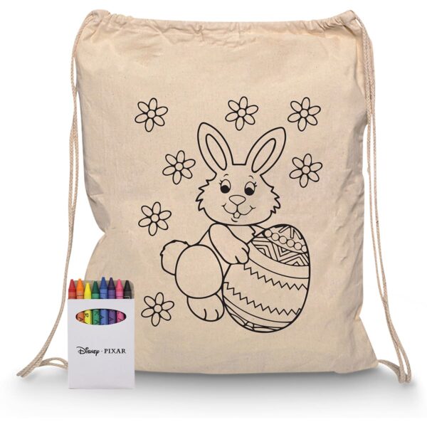 Squiggle Calico Drawstring Bag + Crayon set - Image 5