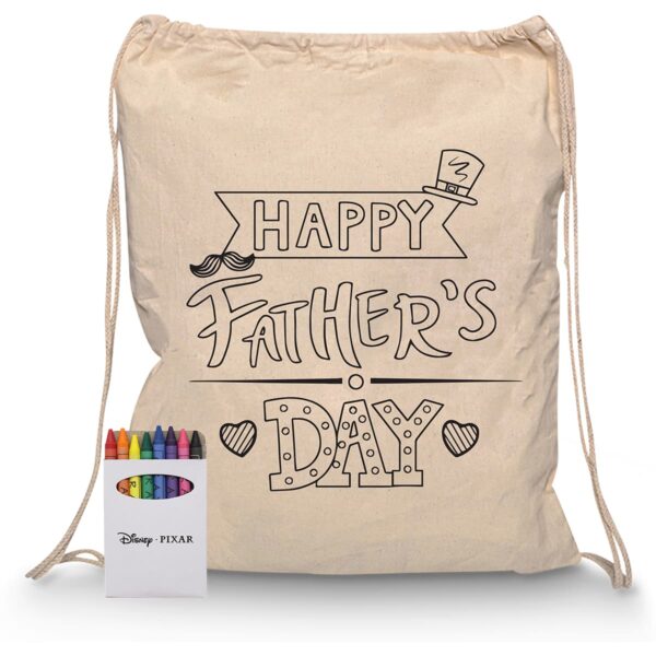 Squiggle Calico Drawstring Bag + Crayon set - Image 6