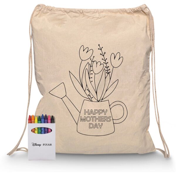 Squiggle Calico Drawstring Bag + Crayon set - Image 8