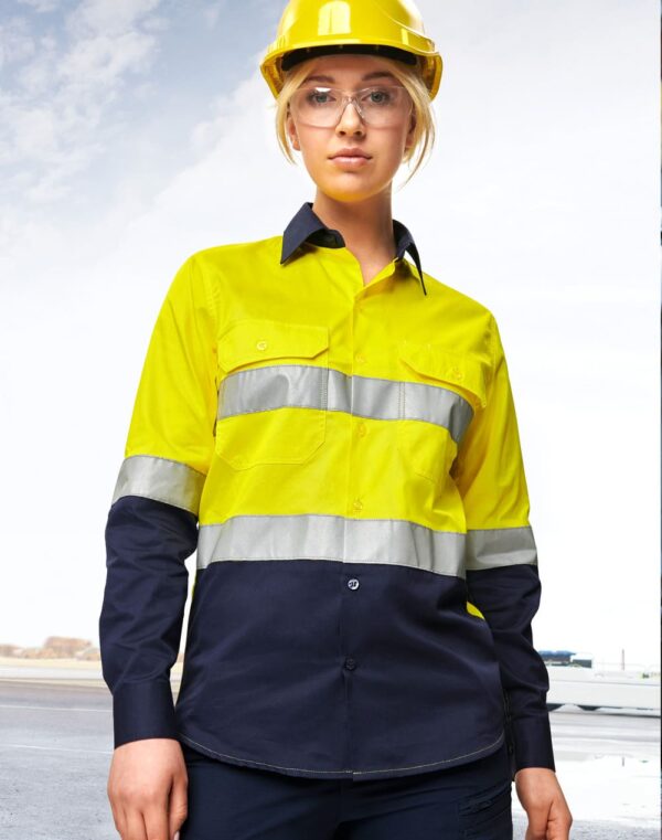 Unisex Hi Vis Cool Breeze Safety Ls Shirt (Generic Tape) - Image 2
