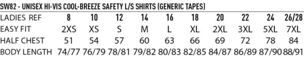 Unisex Hi Vis Cool Breeze Safety Ls Shirt (Generic Tape) - Image 9