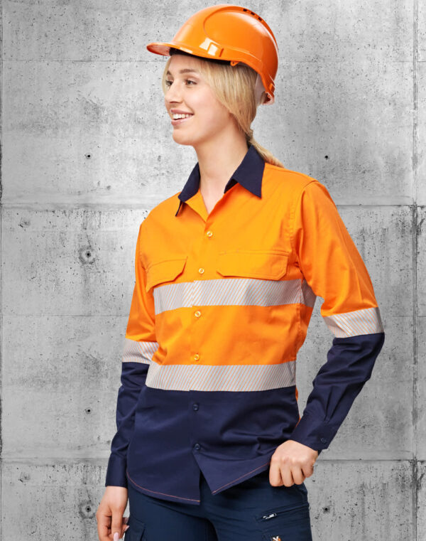 Unisex Hi Vis Cool Breeze Safety Ls Shirt (Segmented Tape) - Image 2