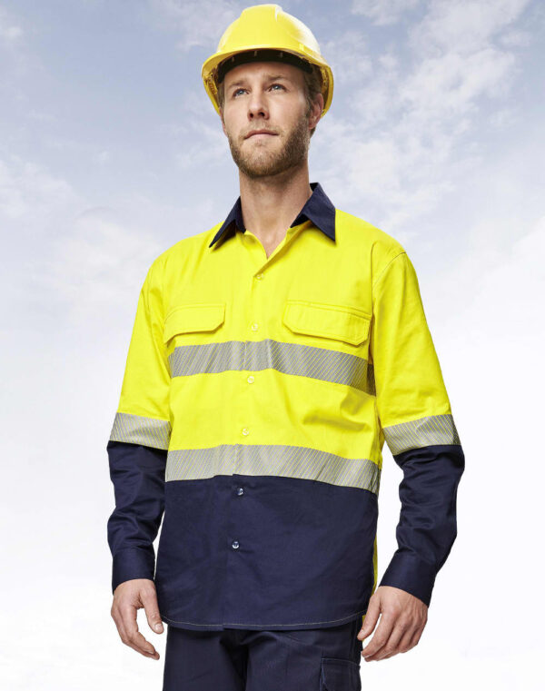 Unisex Hi Vis Cool Breeze Safety Ls Shirt (Segmented Tape) - Image 4
