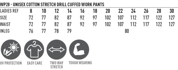 Unisex Cotton Stretch Drill Cuffed Work Pants - Image 11