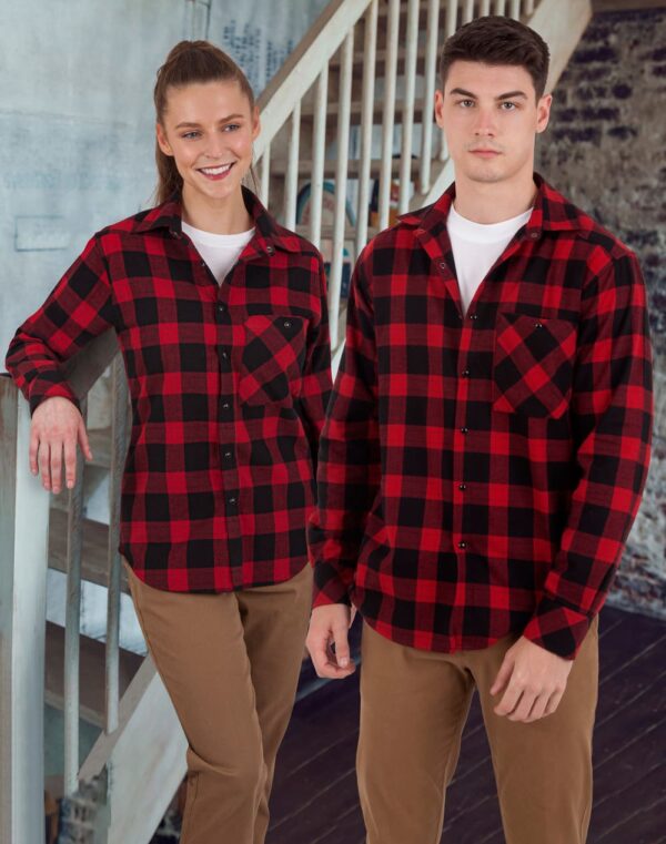 Unisex Classic Flannel Plaid Ls Shirt - Image 2