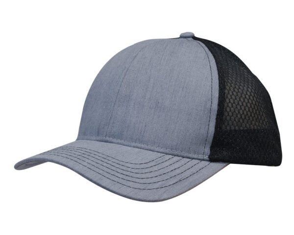 Light Brushed Poly Cotton Marle Cap with Honeycomb Mesh Back - Image 2