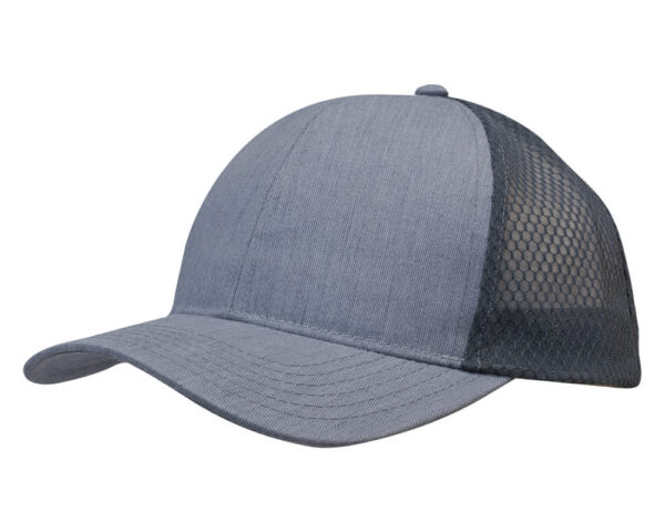 Light Brushed Poly Cotton Marle Cap with Honeycomb Mesh Back - Image 3