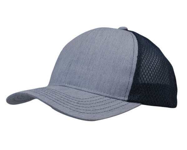Light Brushed Poly Cotton Marle Cap with Honeycomb Mesh Back - Image 4