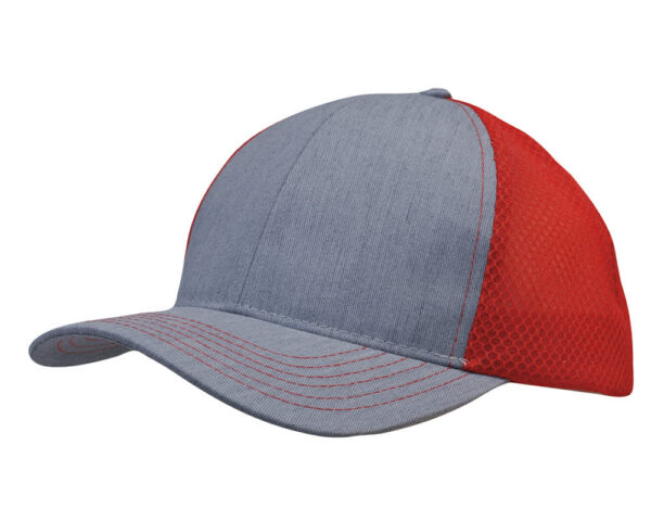 Light Brushed Poly Cotton Marle Cap with Honeycomb Mesh Back - Image 5