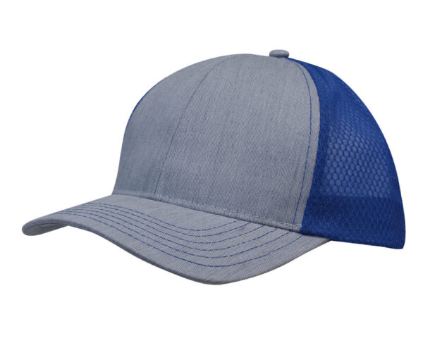 Light Brushed Poly Cotton Marle Cap with Honeycomb Mesh Back - Image 6