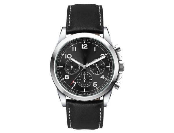 Chrono Unisex Watch, Leather Strap - Image 3