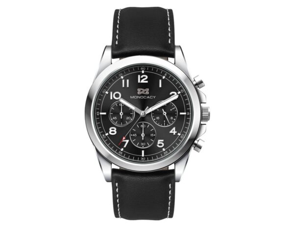 Chrono Unisex Watch, Leather Strap - Image 2