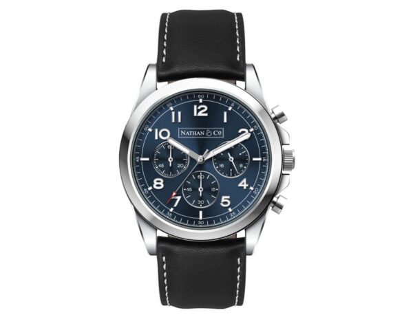 Chrono Unisex Watch, Leather Strap - Image 4