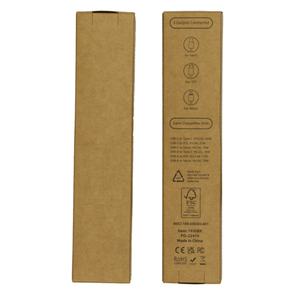120cm Recycled 6 in 1 Cable - with micro adaptor - Image 3