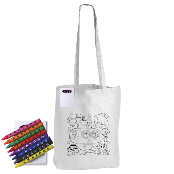 Colouring Long Handle Cotton Bag & Crayons - Image 8