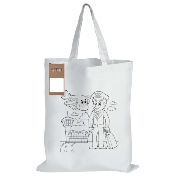 Colouring Short Handle Cotton Bag & Pencils - Image 7