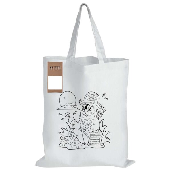 Colouring Short Handle Cotton Bag & Pencils - Image 4
