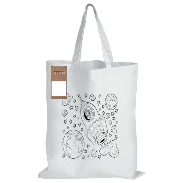 Colouring Short Handle Cotton Bag & Pencils - Image 8