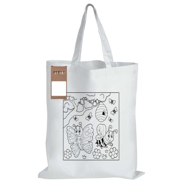 Colouring Short Handle Cotton Bag & Pencils - Image 9