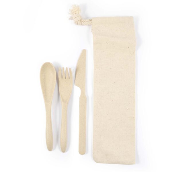 Delish Eco Cutlery Set in Calico Pouch - Image 3