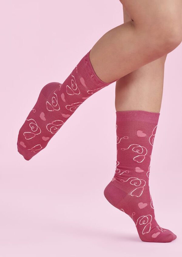 Unisex Pink Happy Feet Comfort Socks - Image 2