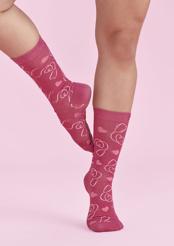 Unisex Pink Happy Feet Comfort Socks - Image 3