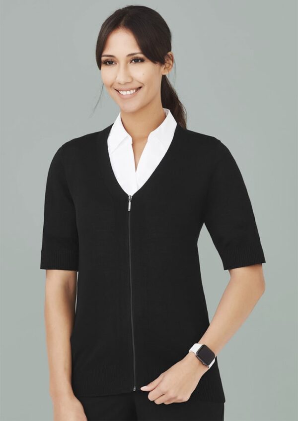 Womens Zip Front Short Sleeve Knit Cardigan - Image 15