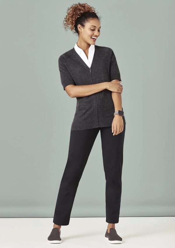 Womens Zip Front Short Sleeve Knit Cardigan - Image 4