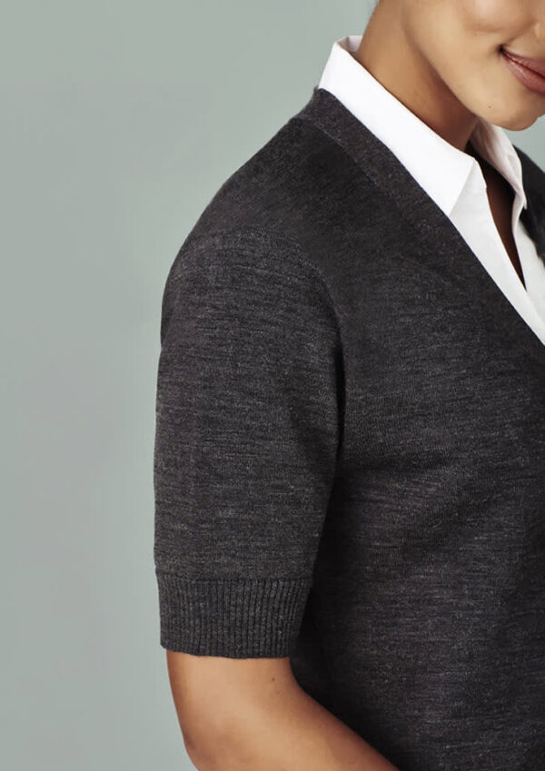 Womens Zip Front Short Sleeve Knit Cardigan - Image 7