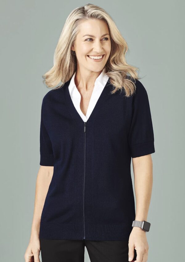 Womens Zip Front Short Sleeve Knit Cardigan - Image 11