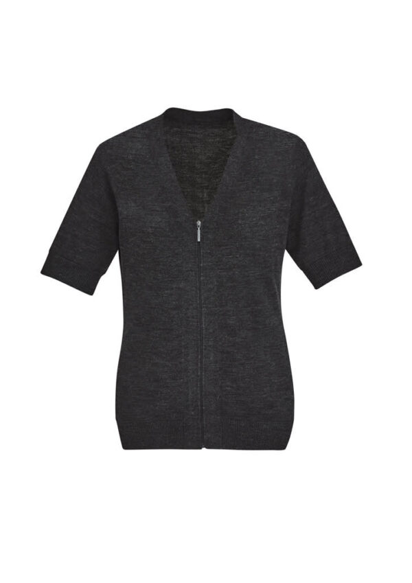 Womens Zip Front Short Sleeve Knit Cardigan - Image 9