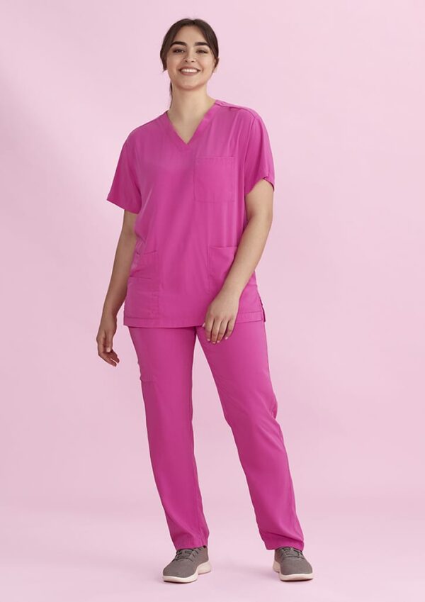 Unisex Pink V-Neck Scrub Pant - Image 3