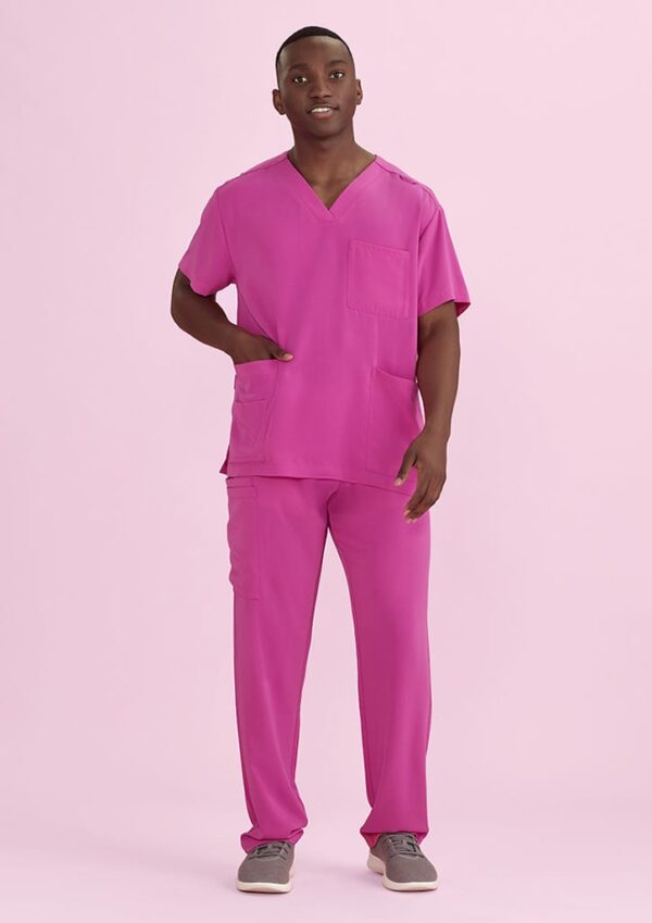 Unisex Pink V-Neck Scrub Pant - Image 4