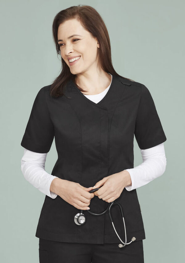 Womens Parks Zip Front Crossover Scrub Top - Image 5