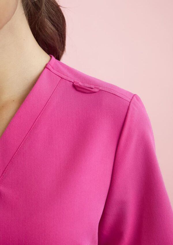 Womens Pink V-Neck Scrub Top - Image 5