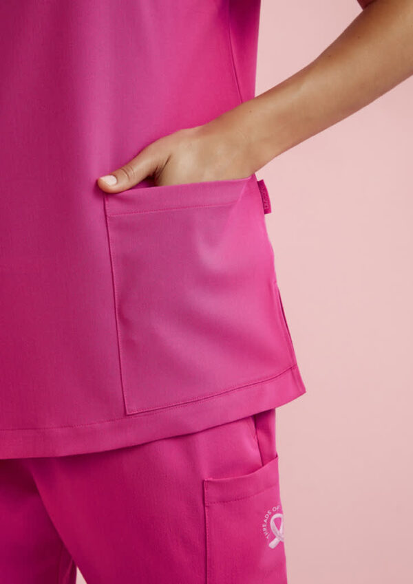 Womens Pink V-Neck Scrub Top - Image 7