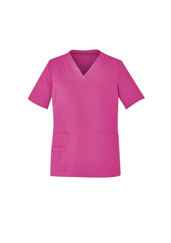 Unisex Pink V-Neck Scrub Top - Image 5