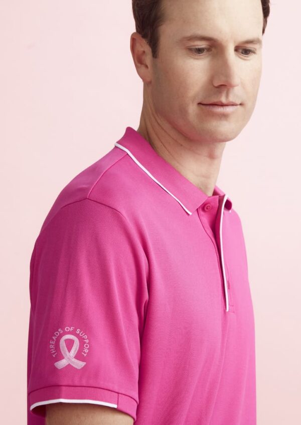 Mens Pink Short Sleeve Polo - Image 3