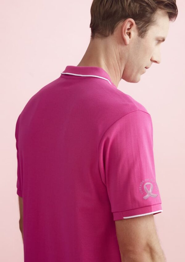 Mens Pink Short Sleeve Polo - Image 4