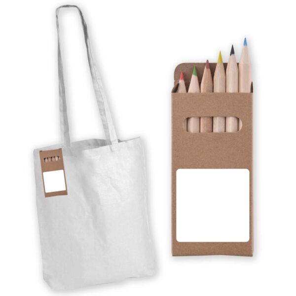 Colouring Long Handle Cotton Bag & Pencils - Image 2