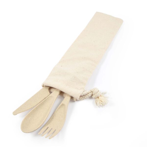 Delish Eco Cutlery Set in Calico Pouch - Image 2