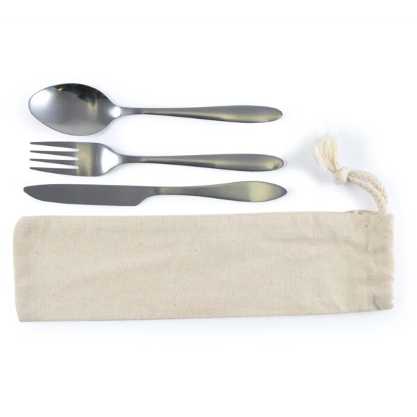 Banquet Cutlery Set in Calico Pouch - Image 2
