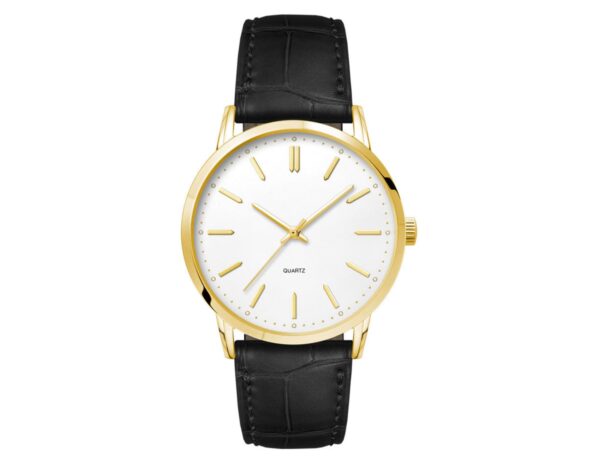 Mens Dress Watch (Gold), Leather Strap - Image 2